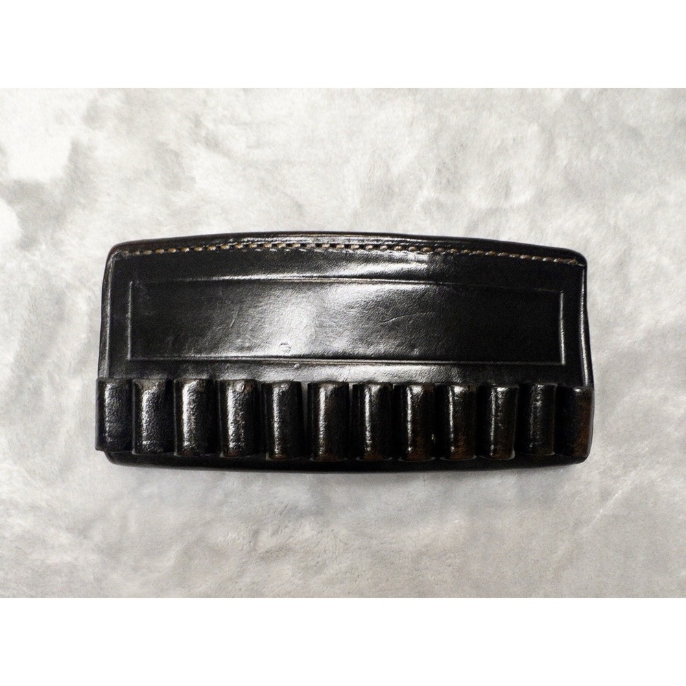 VTG Bianchi Black Leather Cartridge Pouch 12 Slot Ammo Duty Belt Slide Holder